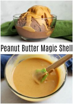 Take your ice cream to the next level with a drizzle of this 2 ingredient peanut butter magic shell. It is the perfect topping for your next sundae! Nut Desserts, Homemade Magic Shell, Dipped Ice Cream Cones, Ice Cream Sauce, Frozen Things, Magic Shell, Nice Cream Recipe, Keto Sauces, Sweet Sauces