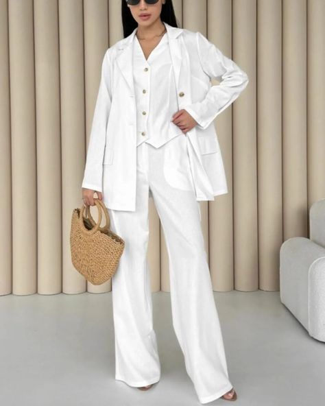 https://www.etsy.com/listing/1722956759/white-linen-suit-for-women-3-piece-set Linen Pantsuit, White Linen Suit, Crop Vest, Summer Suit, Waist Jacket, Suit For Women, Classic Trousers, Cropped Vest, Jacket Vest