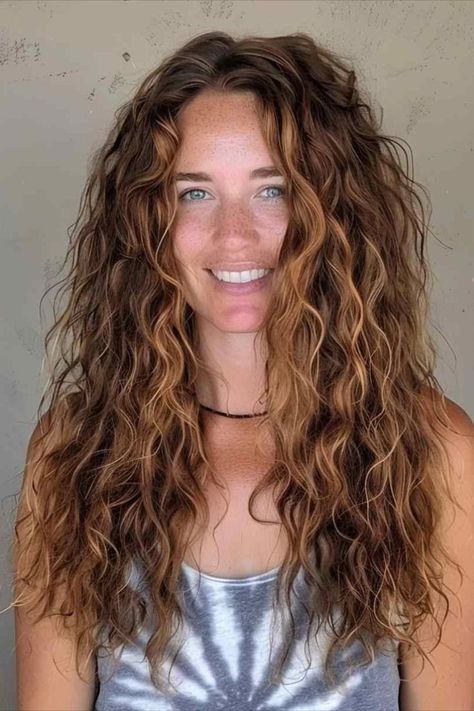 Stylish curly perm for long hair