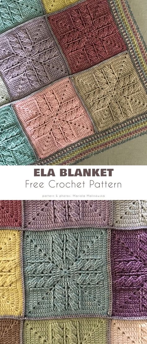 Ela Blanket Crochet Blanket Pattern Free Modern Granny Squares, Modern Granny Square Crochet Free, Crochet Panels Afghan Pattern Free, Granny Square Blanket 2 Colors, Filet Crochet Square Patterns Free, Different Granny Square Patterns Crochet Blocks, Crochet Squares Blanket Patterns, Granny Square Sampler Afghan, Crochet Block Afghan Patterns Free