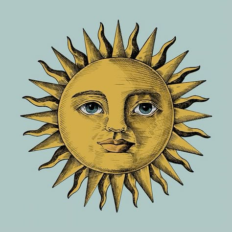 Hand drawn sun with a face | premium image by rawpixel.com Sun With A Face, Sun With Face, Face Outline, Sun Painting, Sun Illustration, Vintage Sun, Sun Art, Face Stickers, Sun Moon Stars