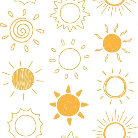 Sunshine Doodle Drawings, Sun Ideas Drawing, Cute Sun Doodle, Sun Doodle Art, Drawing A Sun, Doodle Art Beginners, Simple Doodle Patterns, Sun Drawing Cute, How To Draw The Sun