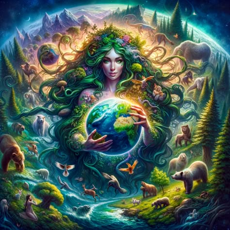 Mother Universe Art, Nature Human Art, Mother Gaia Art, Gaia Goddess Art, Mother Earth Aesthetic, Gaia Aesthetic, Gaia Tattoo, Backyard Painting, Mother Universe