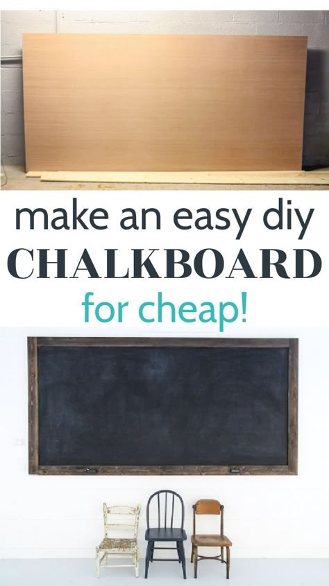 Chalkboard Wall Playroom, Chalkboard Wall Diy, Diy Chalkboard Frame, Large Framed Chalkboard, Cheap Basement Ideas, Homemade Chalkboard, Homeschool Room Decor, Diy Chalkboard Paint, Outdoor Chalkboard