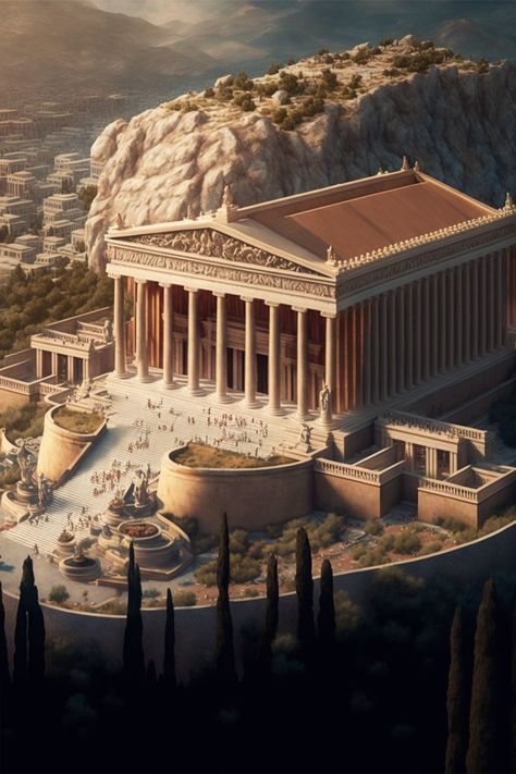 Ancient city of Athens Greece Architecture, Ancient Athens, Athens City, Greek Architecture, Greek Temple, Arte Alien, Ancient Greek Architecture, Heaven Art, Roman Architecture