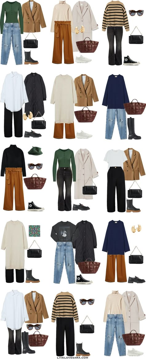 Classic Earth Tone Style, Minimalist Autumn Capsule Wardrobe, Muslimah Capsule Wardrobe, Autumn Coloured Outfits, Soft Autumn Minimalist Wardrobe, Warm Tone Color Palette Clothes, Clothes Autumn Outfit Ideas, Warm Toned Outfits Color Palettes, Warm Toned Clothes