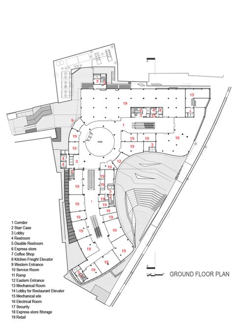 Image 25 of 33 from gallery of ARG Shopping Mall / ARSH 4D Studio. Ground floor Plan Mall Plan, Shopping Center Architecture, Site Plan Design, Mall Facade, Shopping Mall Design, Shopping Mall Architecture, Retail Architecture, Commercial Complex, Mall Design