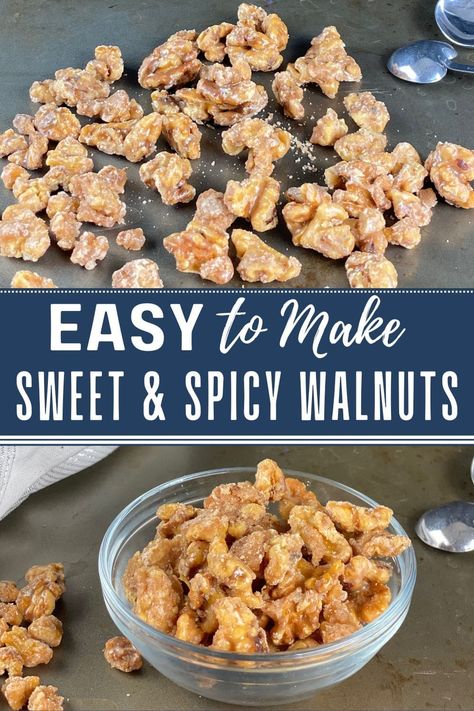 Make these irresistible roasted spiced walnuts in the oven! This easy recipe combines sweet and savory flavors for the perfect snack or party treat. Simple and delicious, it’s a must-try for walnut lovers. Flavored Walnut Recipes, Sweet And Spicy Walnuts Recipe, Spiced Peanuts Recipes, Spiced Walnuts Recipe Savory, Spicy Walnuts Roasted, Seasoned Walnuts Recipe, Spicy Walnuts Recipe, Spicy Peanuts Recipe, Spiced Walnuts Recipe