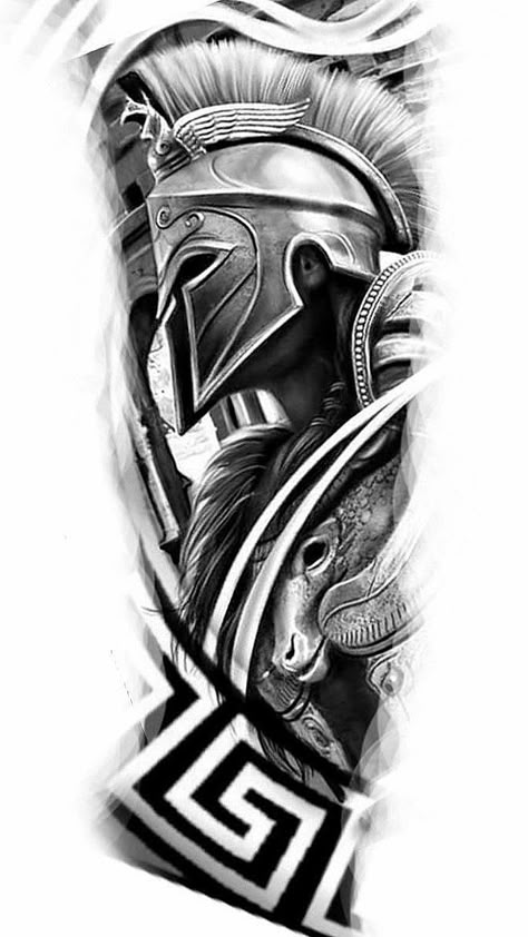 Upper Arm Tattoos For Guys, Sparta Tattoo, Japanese Warrior Tattoo, Tatoo 3d, Koi Tattoo Sleeve, Tato Flash, Gladiator Tattoo, Zeus Tattoo, Cherub Tattoo