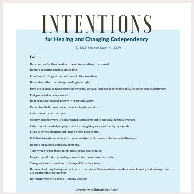 Recover from Codependency by Setting Intentions - Live Well with Sharon Martin Codependency Signs, Codependency Worksheets, Healing Codependency, Codependency Quotes, Toxic Shame, Animal Totem Spirit Guides, Sharon Martin, Overcoming Codependency, Solution Focused Therapy