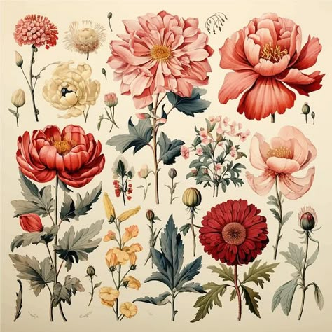 Victorian oldfashioned sketch medicine w... | Premium Vector #Freepik #vector #red #antique #meadow #nature Botanic Flowers Drawing, Floral Reference Photos, Victorian Botanical Illustration, Botanical Flowers Drawing, Medicine Wallpaper, Drawing Bouquet, Victorian Botanical, Boho Florals, Flower References