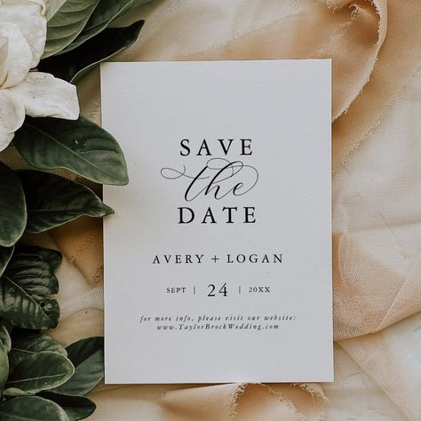 Elegant Script Save the Date Announcement Card  Zazzle Sabe The Date, Safe The Date, Save The Date Invite, Save The Date Mariage, Black And White Wedding Invitations, Save The Date Designs, Winter Wedding Invitations, Save The Date Photos, Wedding Invitations Boho