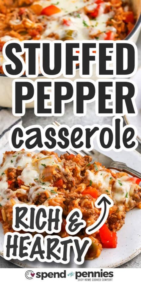 Stuffed Pepper Casserole Stuffed Peppers Deconstructed, Stuffed Bell Peppers Ground Beef And Rice Skillet, Red Pepper Casserole, Ground Beef Stuffed Pepper Skillet, Bell Pepper Casserole Ground Beef, Ground Beef And Bell Peppers, Lazy Stuffed Peppers, Rice And Peppers, Stuffed Bell Pepper Casserole