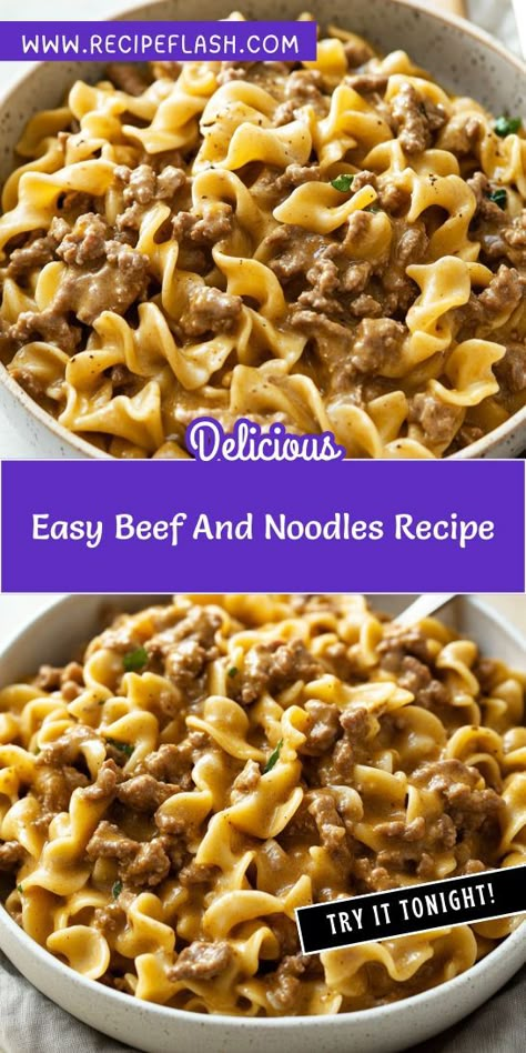 Craving a satisfying meal that’s easy to make? Our Easy Beef and Noodles Recipe is the perfect solution for busy weeknights! Packed with flavor and simplicity, it’s a go-to for ground beef recipes. Save this gem for when you need a tasty dinner idea! Ground Beef Easy Recipes Simple, Beef And Noodles With Hamburger, Ground Beef And Gravy Over Noodles, Hamburger Beef And Noodles, Egg Noodles With Ground Beef, Beef And Egg Noodle Recipes Crock Pot, Simple Beef And Noodles, Recipes With One Pound Of Ground Beef, Easy Beef Manhattan Recipe