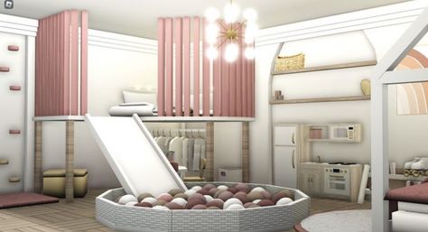 Bloxburg Costume Furniture, Bloxburg Mood Room Ideas, Bloxburg Large Bedroom Ideas, Twins Room Bloxburg, Girl Room Ideas Bloxburg, Bloxburg Play House, Bloxburg Loft Room Ideas, 3x3 Bloxburg Office, Rooms To Have In Your Bloxburg House