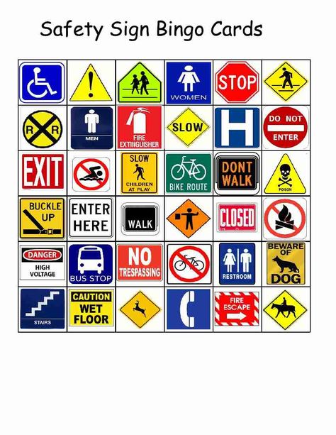 Empowered By THEM: Safety Sign Bingo Functional Academics, Safety Signs And Symbols, Structured Teaching, Safety Games, Safety Week, Environmental Print, Job Skills, Community Signs, Community Safety