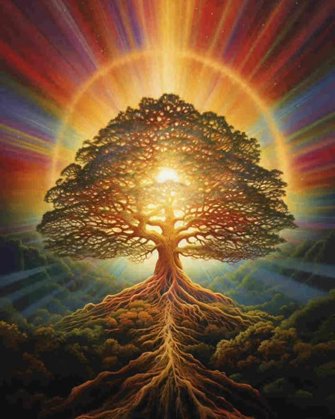 Ray Tree of 7 chakra🌈｜original spiritual artwork 🧚🏻original AI art combine with spirituality 👉commercial use unavailable #healingart #spiritualart #spiritualawakenings #spiritualhealing #arthealing #aiartist Spiritual Art Christian, 2025 Spiritual, Vision Board Spirituality, Illumination Art Design, Tree Of Life Aesthetic, Spiritual Energy Art, Spiritual Awakening Art, Spiritual Healing Art, Wallpaper Spiritual