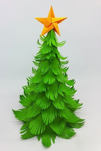 Beautiful 3D Paper Christmas Tree - how to make a 3D paper xmas tree DIY Tutorial. How to make an easy and beautiful Christmas tree at home with paper. #Christmas #DIY #Tree Paper Cutout Christmas Tree, 3d Xmas Tree, 3d Christmas Tree Door Decoration, 3d Paper Christmas Tree Diy, 3d Paper Tree Craft, How To Make A Christmas Tree With Paper, Paper Craft Christmas Tree, How To Make Paper Christmas Trees, How To Make A Paper Christmas Tree