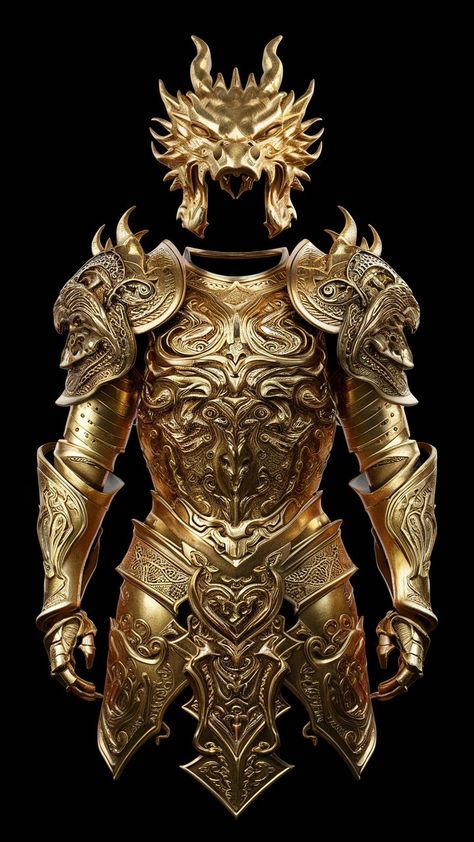 Stag Armor, Lion Armor, Enchanted Armor, Legendary Armor, Golden Armour, Gold Armour, Anime Template, Golden Armor, Fantasy Dagger