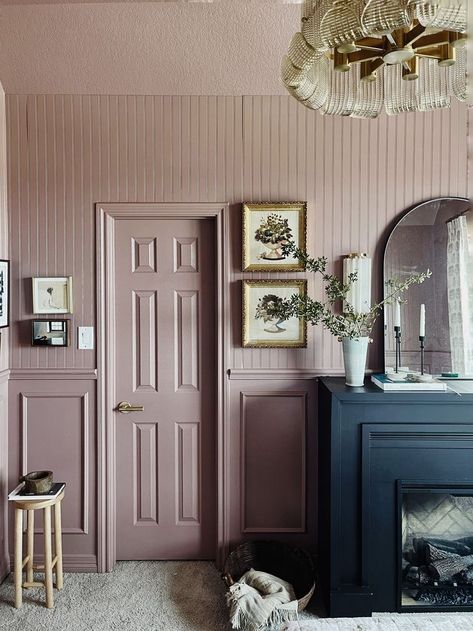 Color Drenching, Art Above Bed, Emily Henderson, Inspire Me Home Decor, Modern Cottage, Rooms Reveal, Pink Paint, Pink Bedroom, Pink Walls