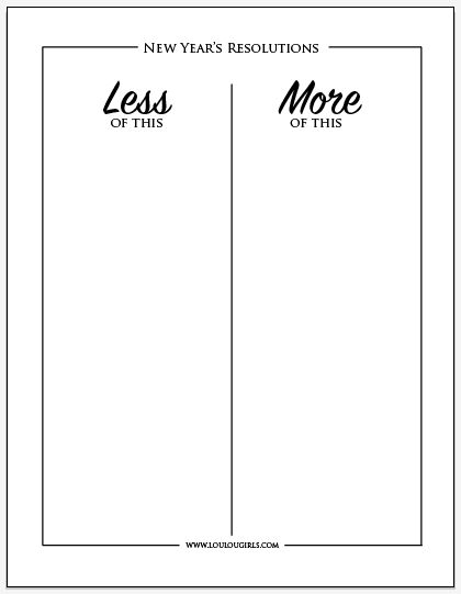 New Year’s Resolutions – Free Printable New Years Resolutions Template, New Years With Kids, Simple Chart, New Years Resolution List, New Year Printables, Goals Printable, Goals Template, New Years Activities, Printable Chart