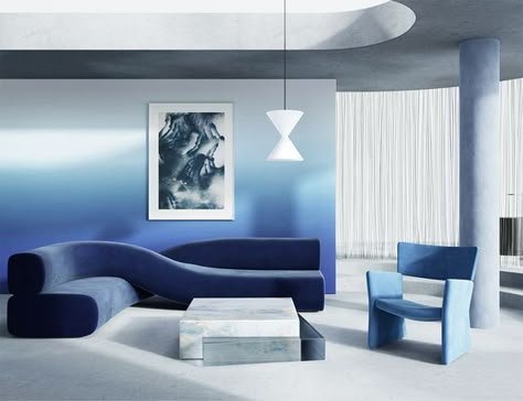 Blue Furniture, Interior Design Art, Blue Interior, Office Interior Design, Interior Art, 인테리어 디자인, Space Design, Office Design, Lobby