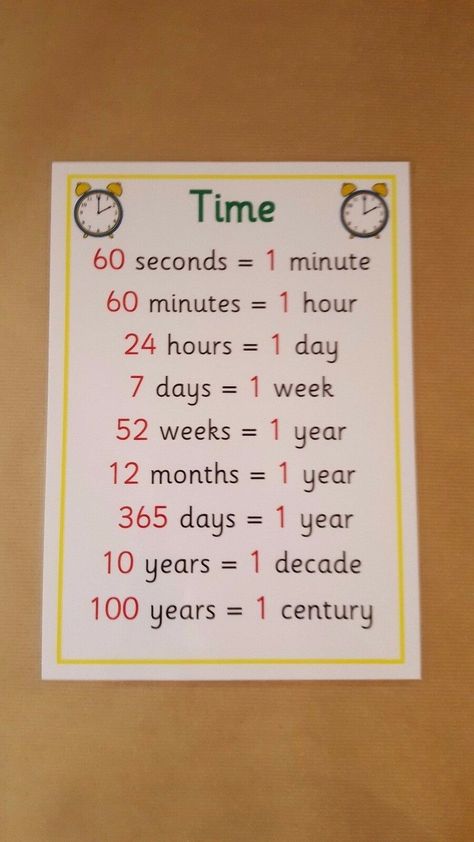 TIME FACTS - A4 POSTER - KS1/KS2 NUMERACY TEACHING RESOURCE | eBay How To Teach Maths To Kids, Telling Time In English, Teaching Math Strategies, Teaching Resources Primary, Learning Mathematics, Math Tutorials, Basic Math Skills, Teaching Time, Math Strategies