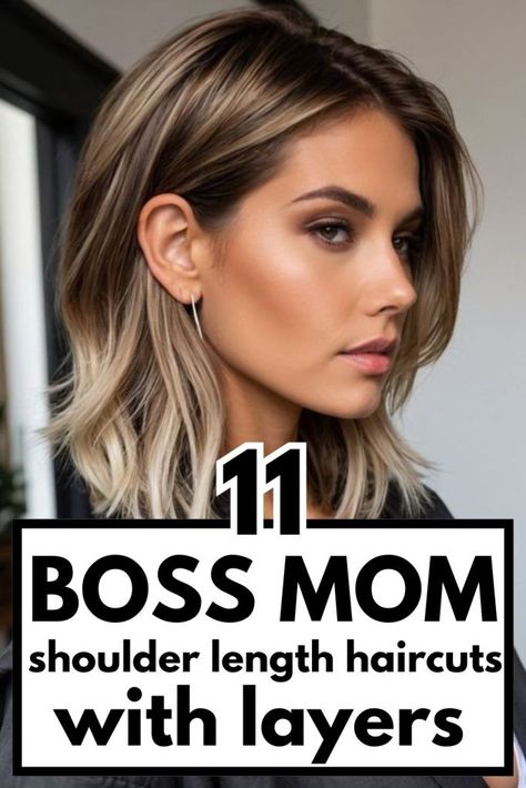 Fall Haircut Shoulder Length, Mom Haircut Ideas, Medium Length Haircut For Damaged Hair, Long Hair Mom Haircut, Medium Hairstyles For Long Faces, Shoulder Length Haircut 2024, Short Layers Around Face, Shoulder Length Mom Haircut, Busy Mom Haircut