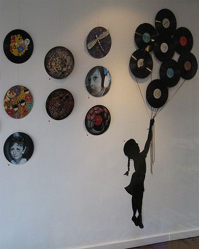 Art Made With Vinyl Records DIY | POPSUGAR Home Records On The Wall, Vinyl Records Diy, Records Diy, Record Decorations, Vinyl Record Crafts, Record Crafts, Old Vinyl Records, Repurposed Art, Diy Wand