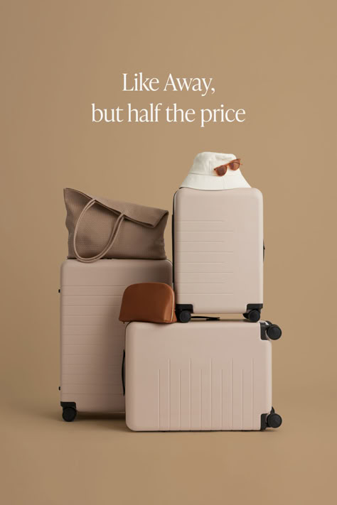 Back in stock, but not for long. Lightweight luggage for half the price of Away. Get yours before it’s gone ✈️ Home Content Ideas, Luggage Ads, Luggage Photoshoot, Luggage Photography, January Moodboard, Product Campaign, Bag Campaign, First Class Travel, Luggage Design