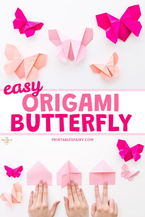 How To Make An Easy Origami Butterfly - The Printables Fairy Crafts With Printer Paper, How To Make Easy Origami, One Paper Origami, Folded Paper Crafts, Easy Orgamini For Kids, Cute And Easy Origami, Beginner Origami Step By Step, Easy Paper Folding Crafts For Kids, Easy Oragami Things To Make