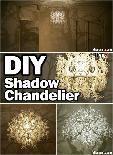 Amazing DIY Shadow Chandelier Inspired by Nature Shadow Chandelier, Luminaria Diy, Diy Luminaire, Koti Diy, Driftwood Furniture, Diy Lampe, Deco Nature, Diy Chandelier, Outdoors Inside