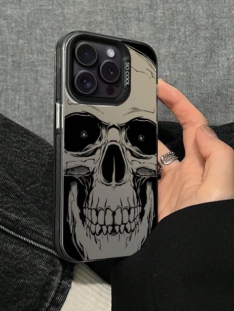 Halloween 1pc Skull Patterned Horror & Personality Design Phone Case Black    TPU Halloween Ordinary Mobile Phone Case   Cases, size features are:Bust: ,Length: ,Sleeve Length: Skull Phone Case, Kou Diabolik Lovers, Skeleton Phone Case, Photo Iphone Case, Pretty Jewelry Necklaces, Art Phone Case, Black Iphone Cases, Pretty Phone Cases, Aesthetic Phone Case