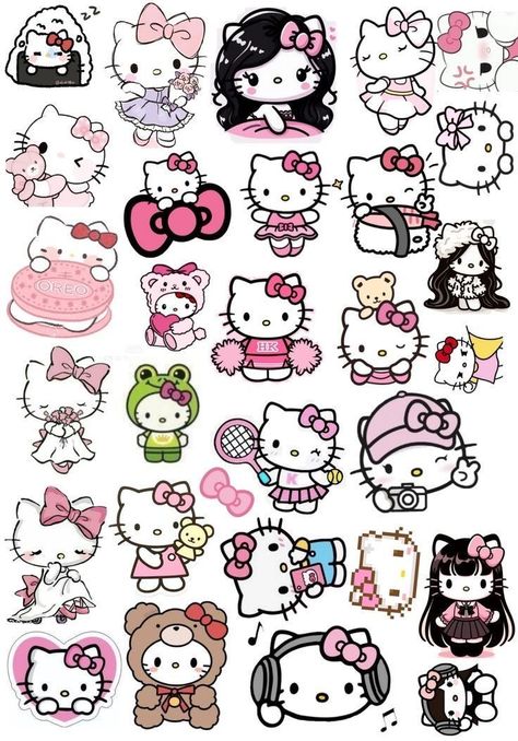 Cute Stickers Hello Kitty, Hello Kitty Stickers Printable, Sanrio Stickers Printable, Sticker Hello Kitty, Stickers Hello Kitty, Sanrio Stickers, Hello Kitty Stickers, ليلو وستيتش, Images Hello Kitty