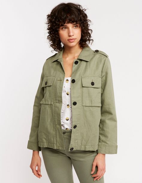 Women's cotton-linen blend utility jacket Canvas Jacket, Twill Jacket, Belted Jacket, Michael Stars, Pocket Jacket, Spring Jackets, Contemporary Outfits, Fat Face, La Fashion