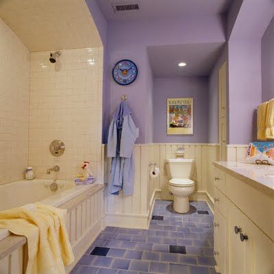 Purple Bathroom Design with the 203k Yellow Tile Bathroom, Yellow Bathroom Tiles, Lavender Bathroom, Girly Bathroom Ideas, Purple Bathroom, Girly Bathroom, Pink Bathroom Decor, Purple Bathrooms, Yellow Bathroom