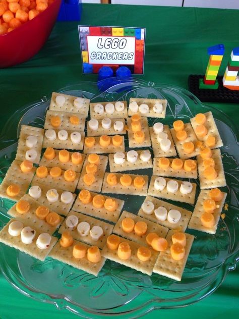 Lego Theme Snacks, Lego Fruit Tray, Lego Themed Food Party Snacks, Lego Snacks Ideas, Lego Themed Food, Lego Party Snacks, Lego Food Ideas, Vbs Food Ideas, Lego Snacks