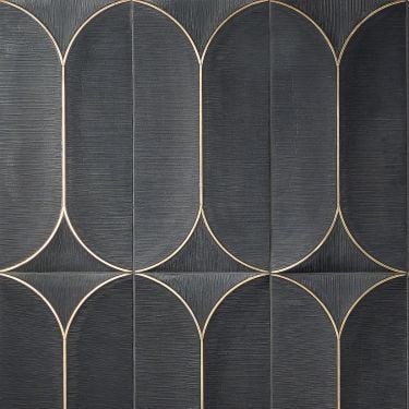 Calypso Collection | TileBar.com Resin Mosaic, Black Backsplash, Art Deco Tiles, Brass Inlay, Limestone Tile, Honed Marble, Modern Tiles, Black Tiles, Tile Inspiration