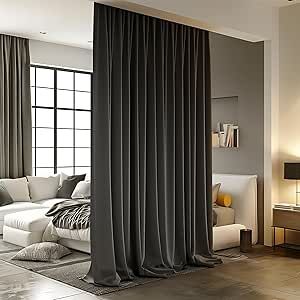 Room Divider Curtains for Ceiling Track Rod, Blackout Ceiling Track Curtains with Hooks Noise Reduction Privacy Curtain for Wall Ceiling Mount Track, 10 ft Wide x 8 ft Tall, Black, 1 Panel Room Dividing Curtains, Dark Room Curtains, Curtains Aesthetic Bedroom, Black Curtains Bedroom Ideas, Dark Curtains Bedroom, Ceiling Track Curtains, Black Curtains Living Room Ideas, Floor Length Curtains, Track Curtains