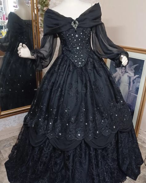 PINTEREST • Instagram Goth Ballroom Dress, Black Gothic Ball Gown, Gothic Sweet 16 Dresses, Gothic Ball Dress, Gothic Ballroom Dress, Vampire Princess Dress, Vampire Esthetics, Goth Princess Dress, Black Victorian Wedding Dress