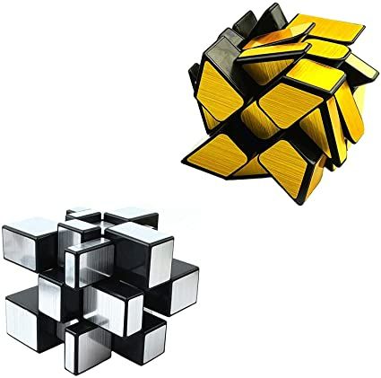 Amazon.com: Mirror Speed Cube Set Magic Cube Pack of 2 Dysmorphism 3x3x3 Mirror Golden Wheel Cube and Mirror Silver Cube Twist Speed Cube Bundle Puzzle Games Toy for Children and Adults by AHYUAN : Toys & Games Speed Cube, Mirrored Storage Cube, Cube Optical Illusion, Mirror Cube Architecture, Fidget Toys Infinity Cube, Packing Cubes, Puzzle Game, Silver Mirrors, Kids Toys