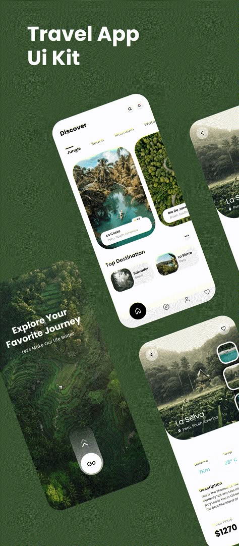 Travel Ui Design Mobile App, Hotel App Design, Travel Apps Design, Travel App Ui Design, To Do List App, Travel App Design, Garden App, Minimal App Design, App Green