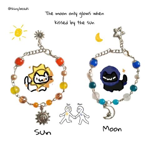 "The moon only glows when kissed by the sun" SUN☀️ and MOON🌕 matching bracelet • Price: 300 + ship + freebies ✨ • ‼️DM OR ORDER THROUGH LINK IN BIO ‼️ • Customs are available 🎀 • #matchingbracelets #sunandmoon #sunmoon #handmadejewelryindia #handmadebracelets #handmadejewelleryindia #handmadebracelet #handmadejewelry #handmadejewellery #explorepage #foryoupage Sun And Moon Matching, Matching Bracelet, Matching Bracelets, Sun And Moon, Sun Moon, Handmade Bracelets, Link In Bio, The Moon, The Sun