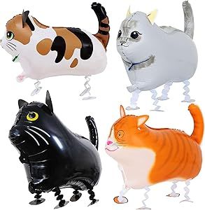 4 Pack Walking Cat Balloons Animal Pet Cat Balloons Cat Balloons for Kids Birthday Party Pet Cat Theme Birthday Party Decorations Cat Birthday Theme Decoration, Cat Birthday Party Ideas Decoration, Cat Party Decor, Dog And Cat Birthday Party Ideas, Dog And Cat Party, Cat Birthday Party Ideas, Cat Birthday Decorations, Cat Theme Birthday Party, Cats Birthday Party