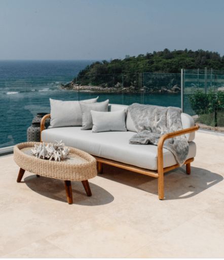 With handcrafted framework using A6 Grade certified and sustainable timber, the Lux design is a departure from the standard outdoor furniture style, providing a collection that challenges your eye to realise this Osier Belle exclusive design is truly outdoors. Teak Sofa, Outdoor Sofas, Outdoor Material, Beautiful Aesthetic, Teak Outdoor, Outdoor Sofa, Exclusive Designs, Minimalist Design, Teak