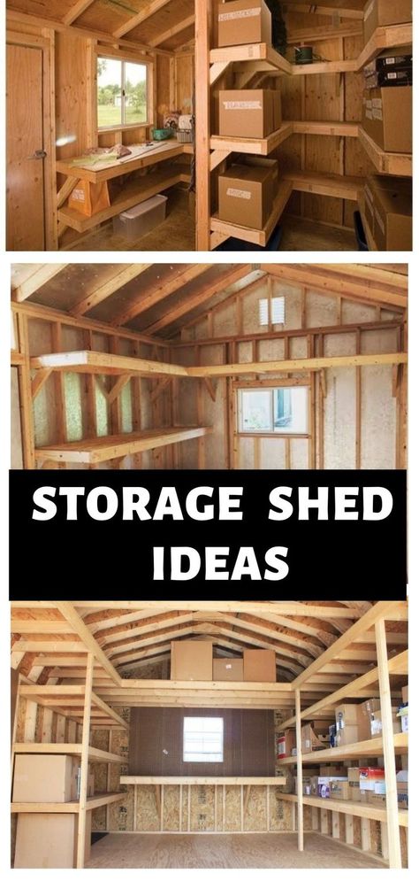 Pallet Shed Organizer, Building Storage Shed, Backyard Shed Storage, Backyard Sheds Storage, Storage Shed Blueprints, Finished Shed Interior Storage, Garden Shed Plans 10x12, Shed Bike Storage Ideas, Backyard Shop Ideas