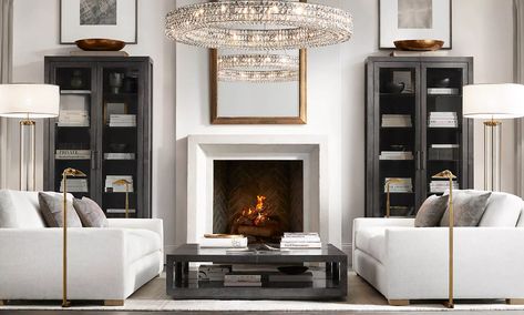 Rh Inspired Living Room, Rh Living Room, Rh Interior Design, Restoration Hardware Living Room, Ideas Decoracion Salon, Modern Classic Living Room, Restoration Hardware Style, Living Room Design Inspiration, Living Room With Fireplace