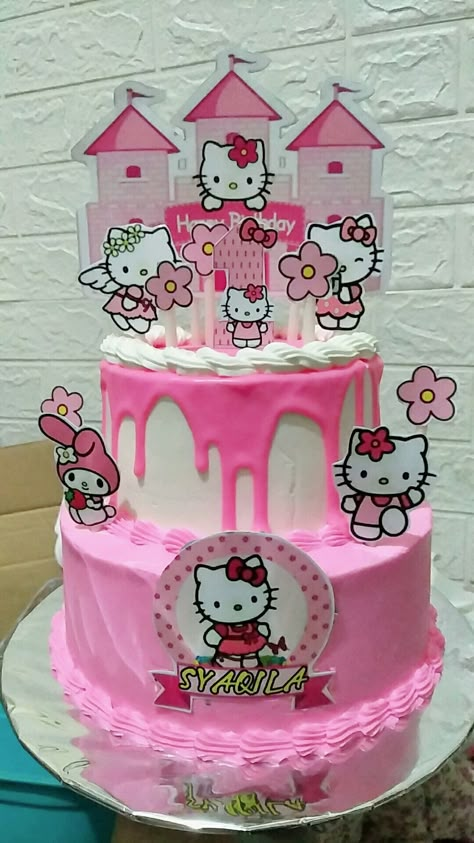 Kue Ultah Hello Kitty, Cake Animasi, Kitty Cakes Birthdays, Hello Kitty Cake Ideas Birthdays, Maincraft Cake, Hello Kitty Cakes, Kue Hello Kitty, Tort Hello Kitty, Bolo Da Hello Kitty