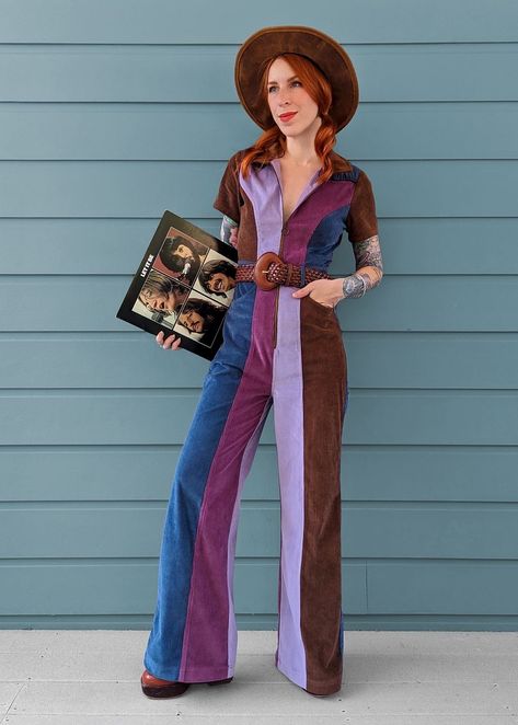 Summer Outfits 70s, Cottagecore Jumpsuit, Suit Silhouette, 70s Style Clothing, Victoria Amazonica, Jumpsuit Layering, 70s Jumpsuit, Corduroy Jumpsuit, 70s Western