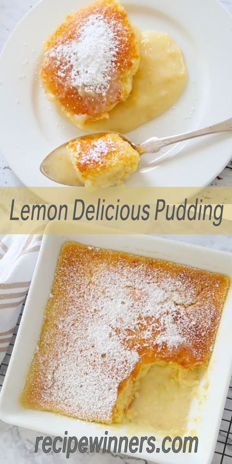 Baked Puddings Recipes, Lemon Sponge Pudding Recipe, Hot Pudding Recipes Desserts, Lemon Lime Recipes, Quick Pudding Recipes, Lemon Deserts Ideas, Recipes To Use Up Lemons, Lemon Layered Dessert, Baked Pudding Recipes